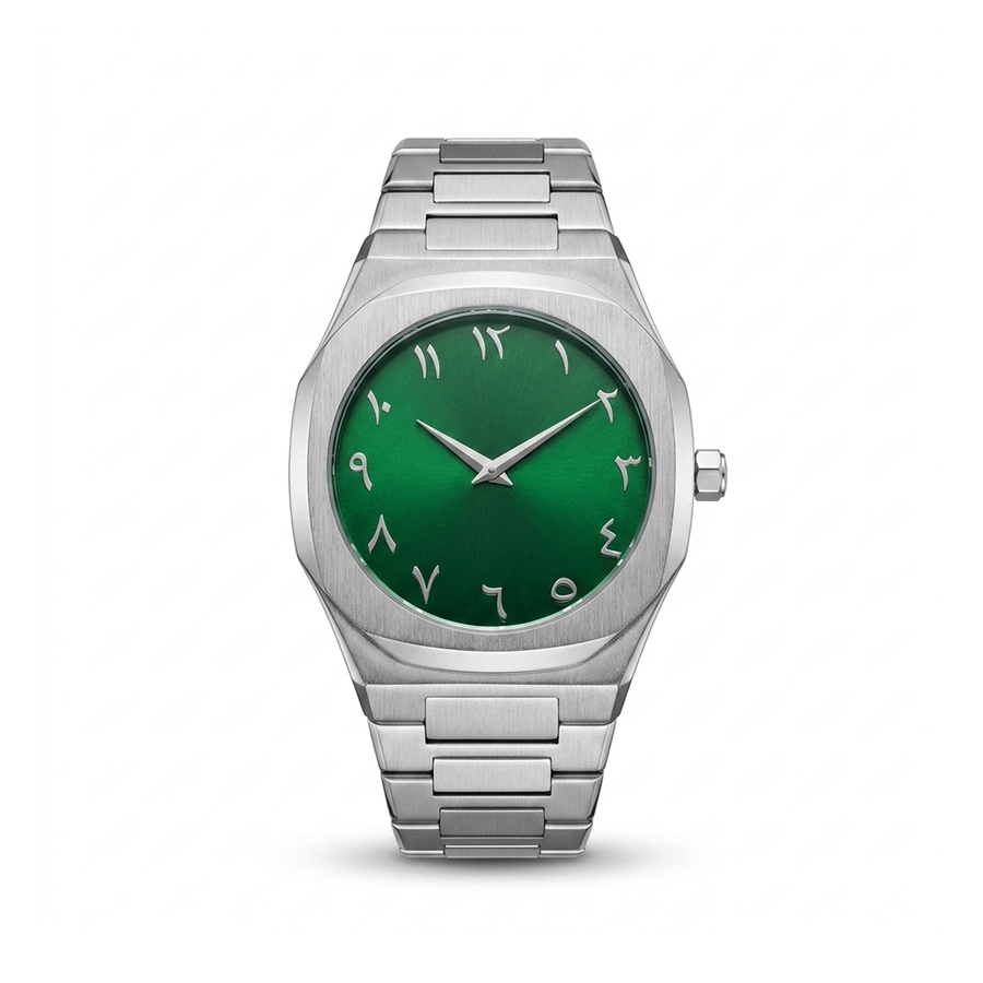 ARABIC AURA WATCH METAL - SILVER / GREEN