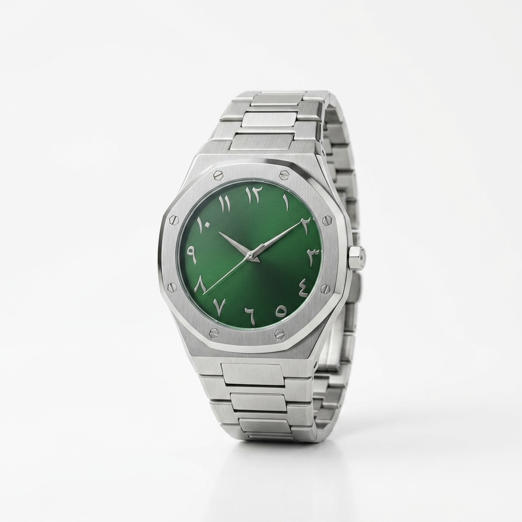 ARABIC AURA WATCH METAL - SILVER GREEN