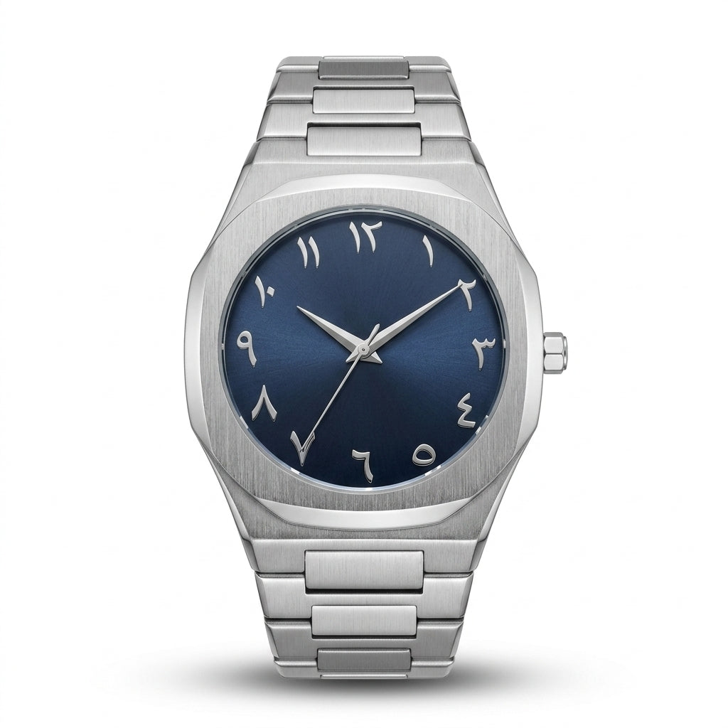 ARABIC AURA WATCH METAL - SILVER BLUE