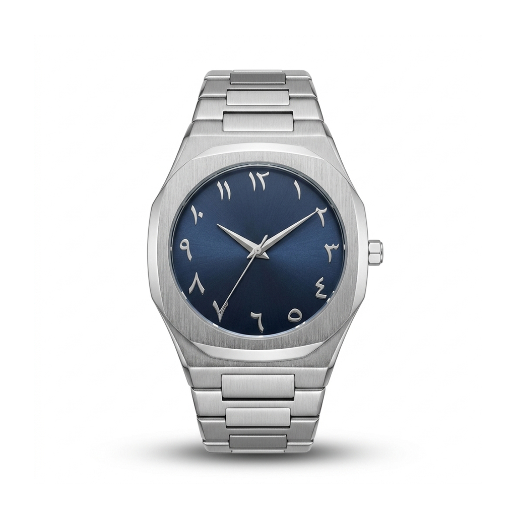 ARABIC AURA WATCH METAL - SILVER BLUE