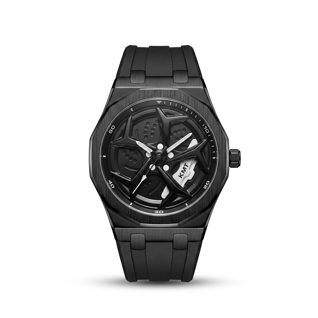 Spin Wheel Watch Black White Rim Dial 45mm