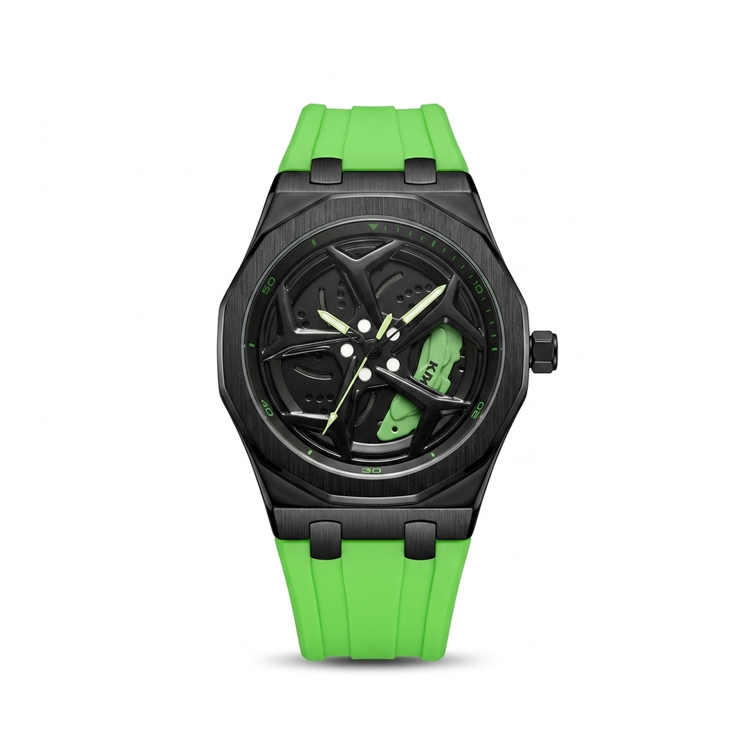 Spin Wheel Watch Black Green Performance Dial