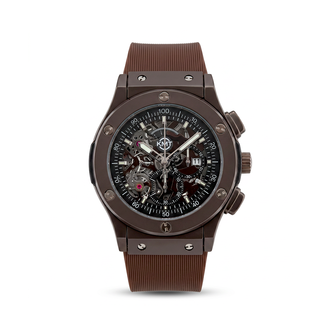 HB Inspired Watch Brown Skeleton Chronograph 45mm