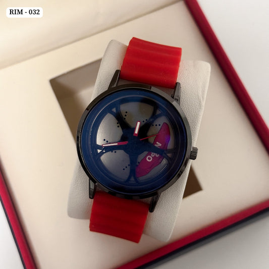 Spinning Wheel Watch Red & Black - 032