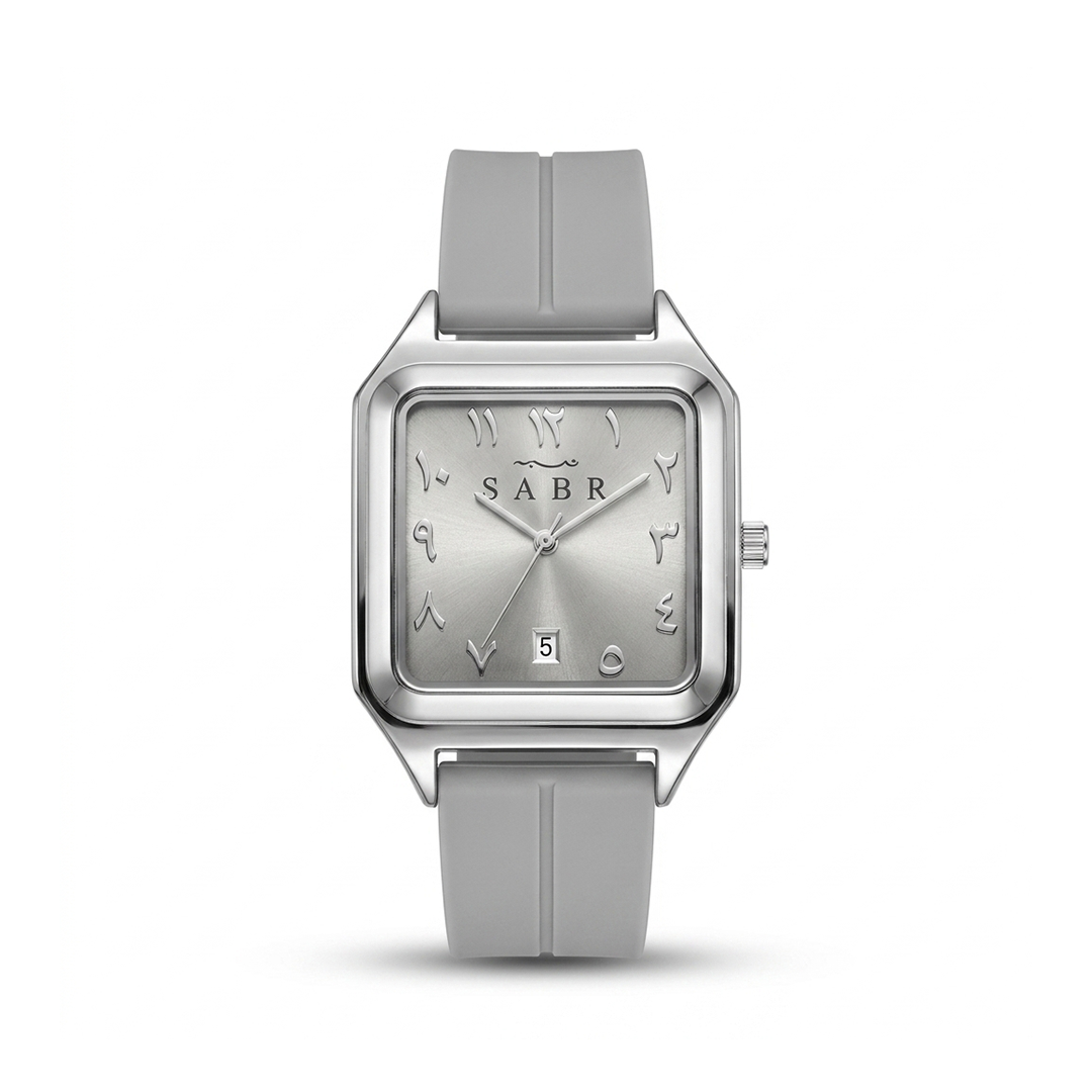 SABR Square Quartz Watch Silver Arabic Dial with Magnetic Lock