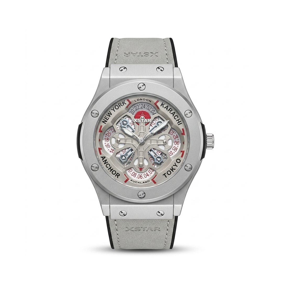HB Inspired Watch Grey 45mm World Time Dial