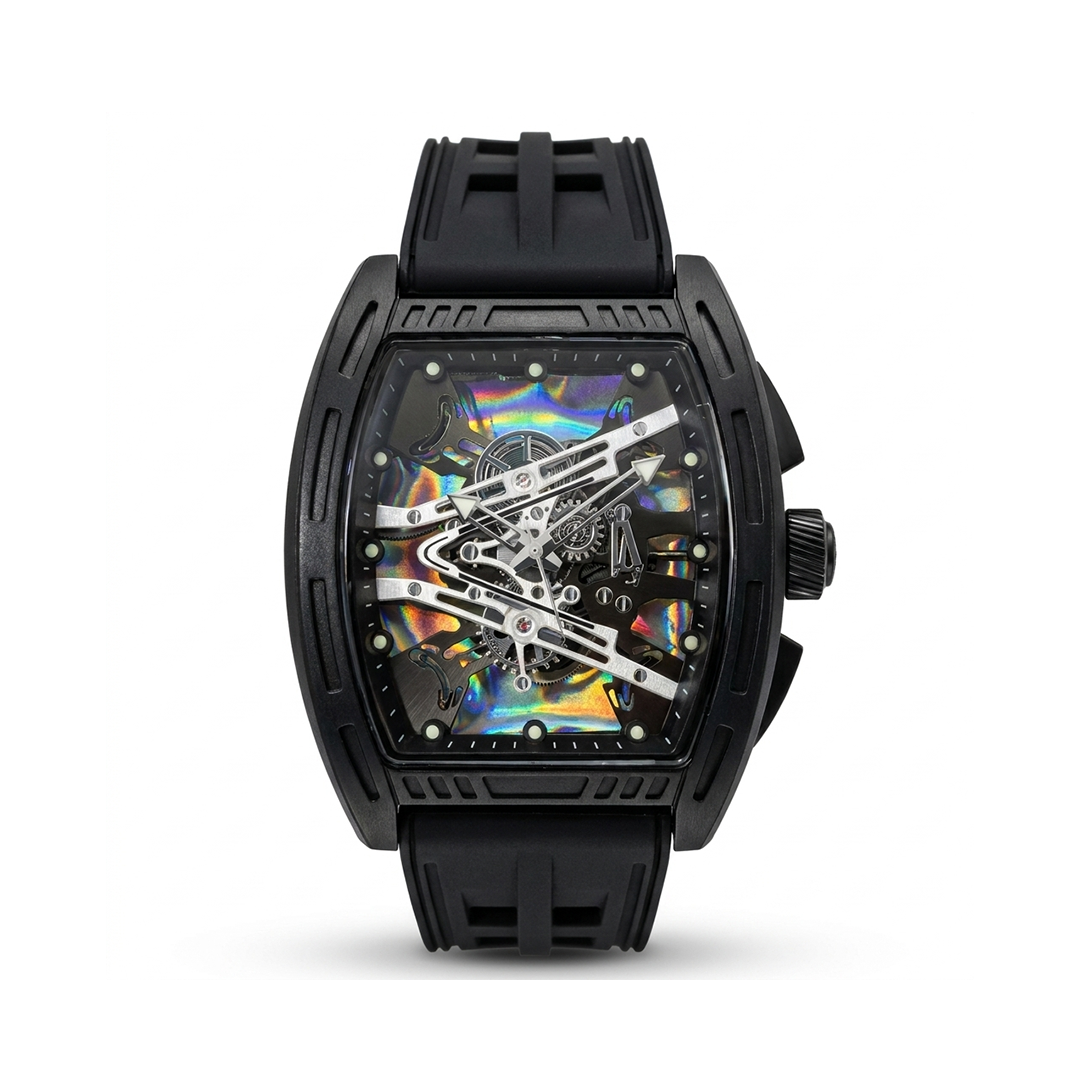 RM Inspired Watch Black 47mm Holographic Skeleton Dial
