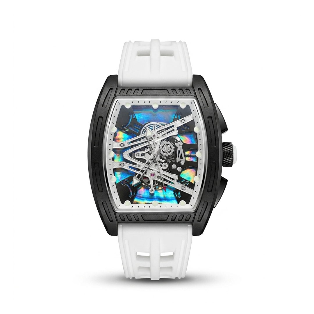 RM Inspired Watch White 47mm Holographic Skeleton Dial