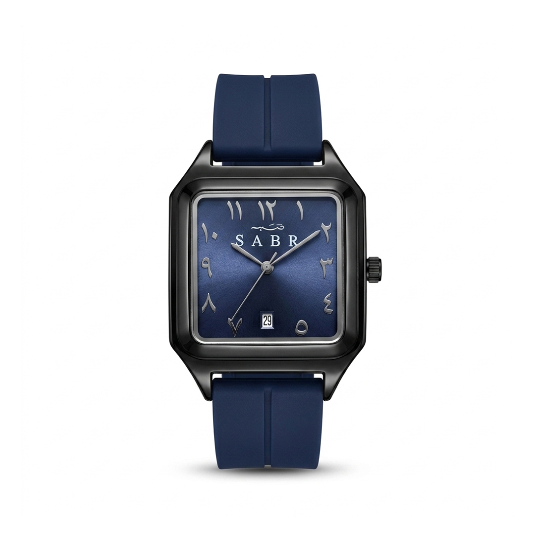 SABR Square Quartz Watch Blue Dial Black Case with Magnetic Lock