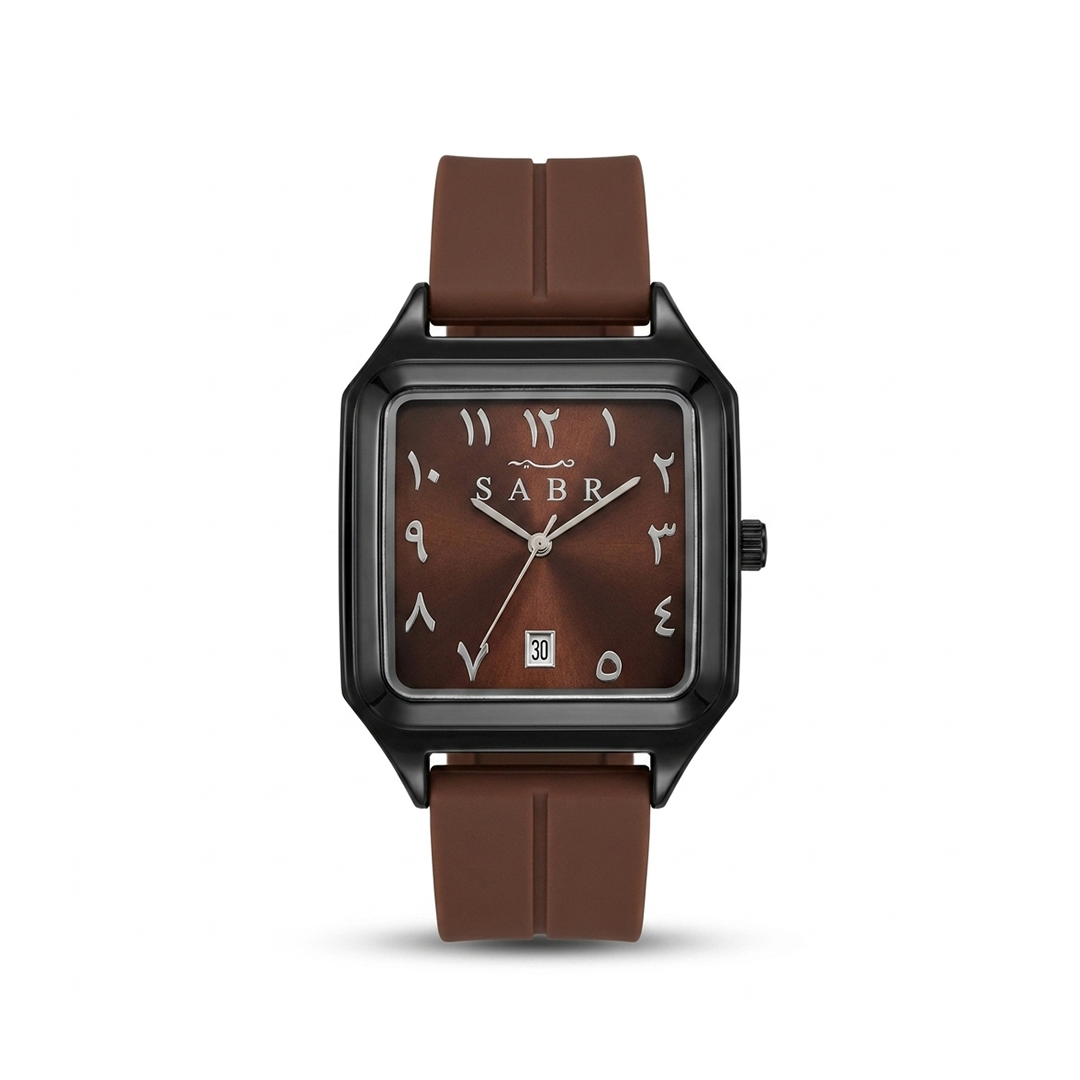 SABR Square Quartz Watch Brown Dial Black Case with Magnetic Lock