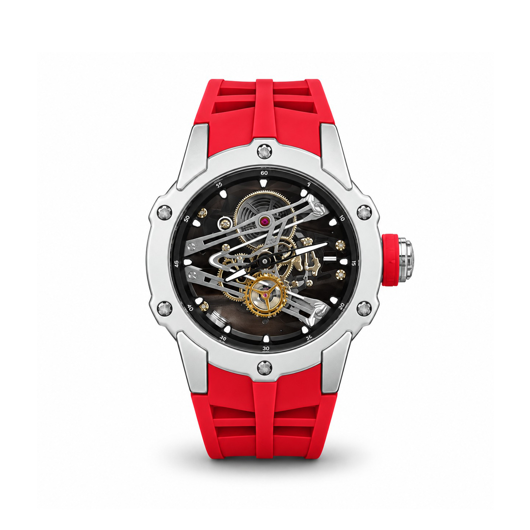 RM Premium Inspired Round Dial Watch - Siver / Red