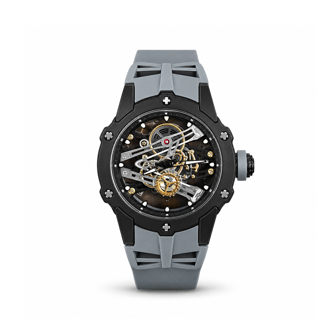RM Premium Inspired Round Dial Watch - Grey / Black