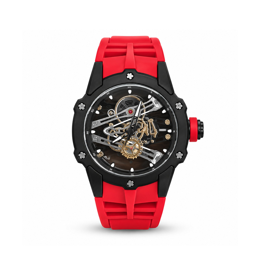 RM Premium Inspired Round Dial Watch - Black / Red