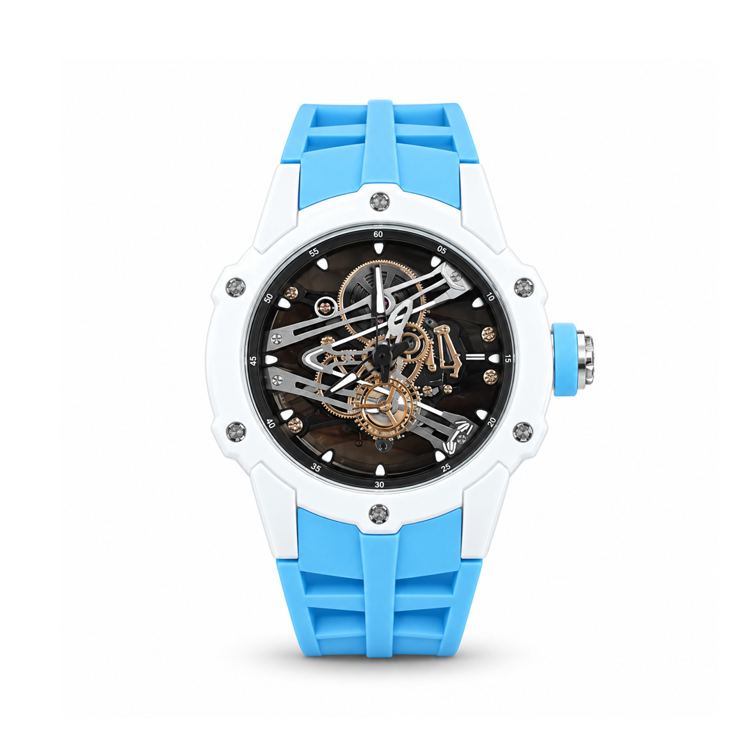 RM Premium Inspired Round Dial Watch - White / Sky Blue