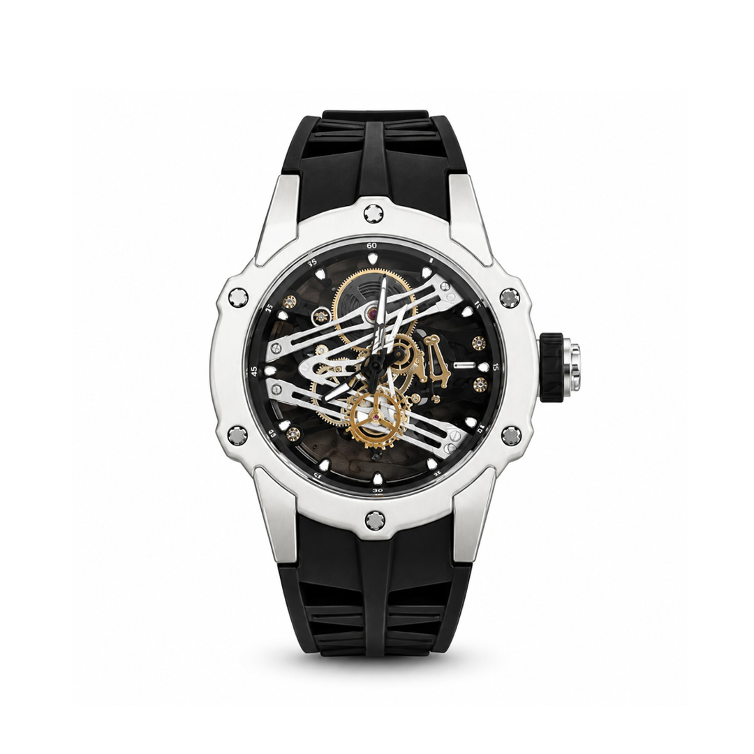 RM Premium Inspired Round Dial Watch - Silver / Black