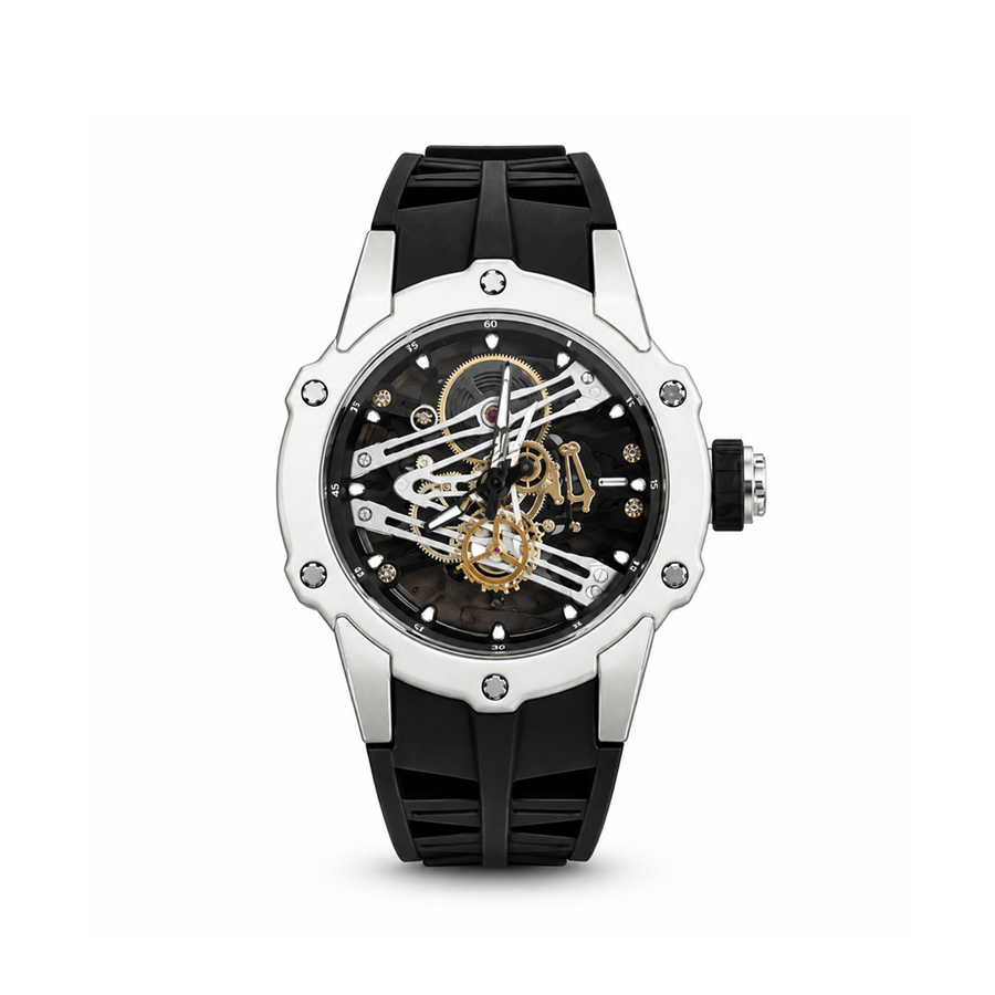 RM Premium Inspired Round Dial Watch - Silver / Black